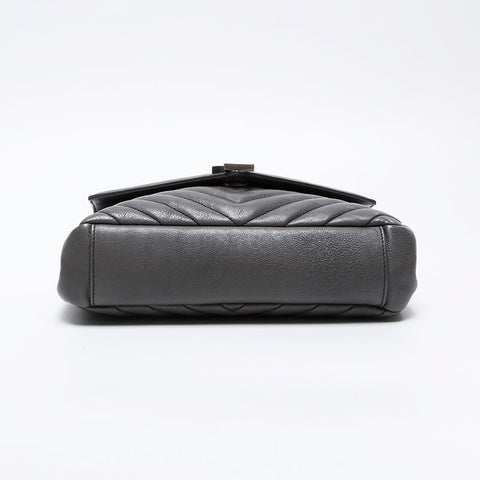 YVES SAINT LAURENT Lou Chevron Leather Shoulder Bag gray WS21020