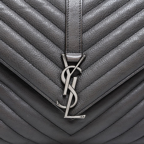 YVES SAINT LAURENT Lou Chevron Leather Shoulder Bag gray WS21020