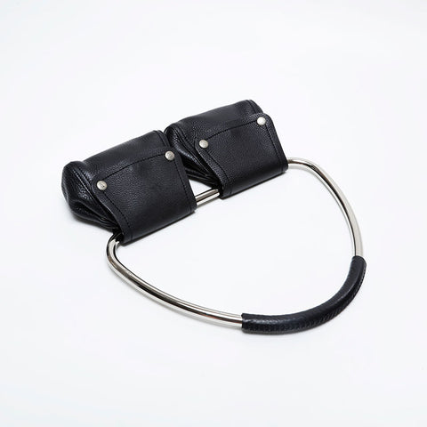 PRADA 1997FW Loop Leather Ring Shoulder Bag black WS21022