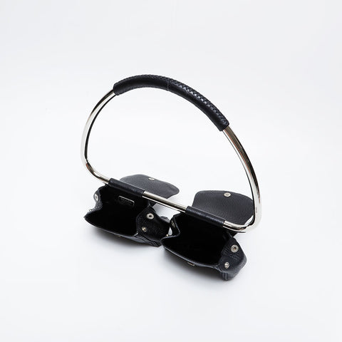 PRADA 1997FW Loop Leather Ring Shoulder Bag black WS21022