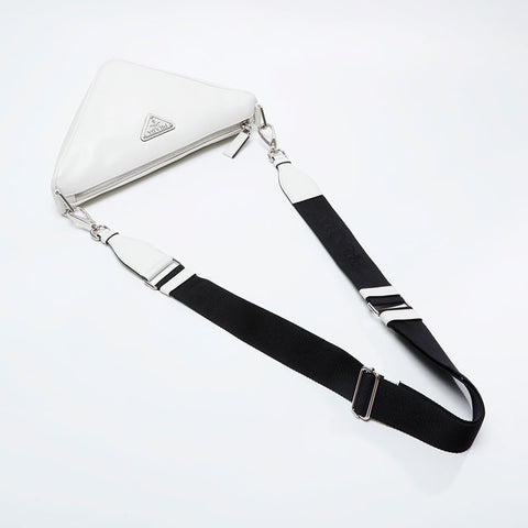 PRADA Triangle Nappa Leather Shoulder Bag white WS21024