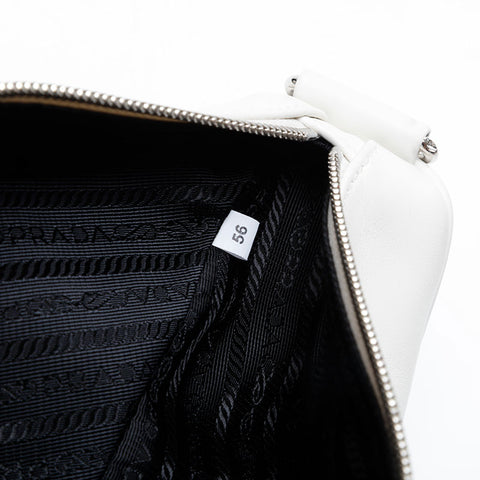 PRADA Triangle Nappa Leather Shoulder Bag white WS21024