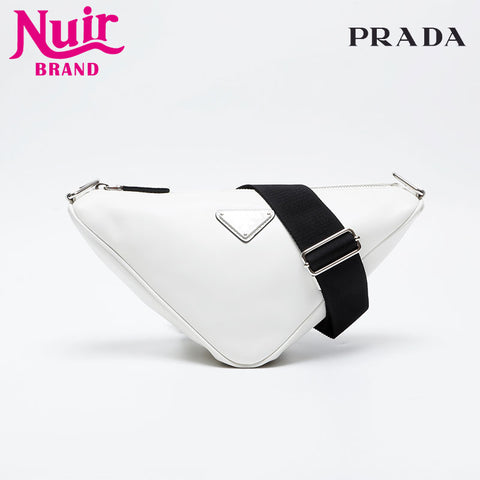 PRADA Triangle Nappa Leather Shoulder Bag white WS21024