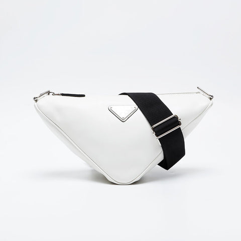 PRADA Triangle Nappa Leather Shoulder Bag white WS21024
