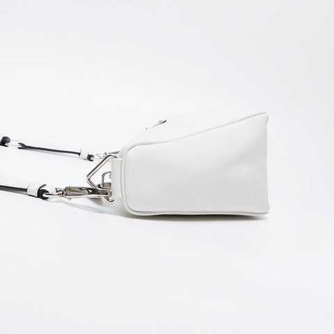 PRADA Triangle Nappa Leather Shoulder Bag white WS21024
