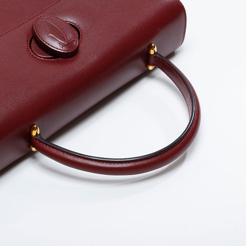 CARTIER Leather Must Do Handbag Red WS21025