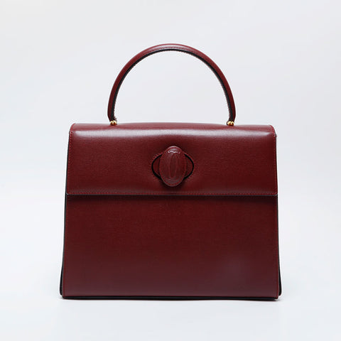 CARTIER Leather Must Do Handbag Red WS21025