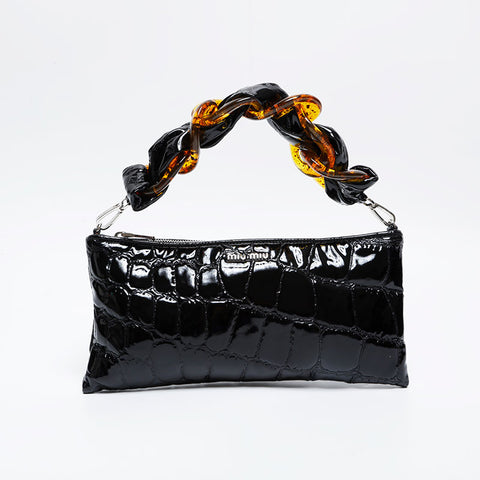 Miu Miu Patent leather embossed handbag Clutch bag black WS21027