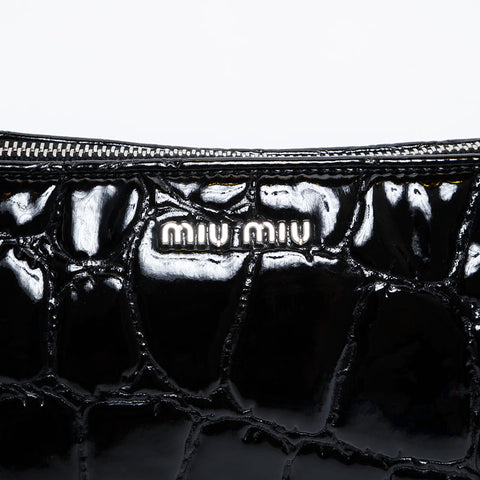 Miu Miu Patent leather embossed handbag Clutch bag black WS21027