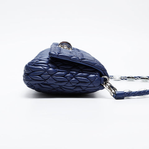 Miu Miu Matelasse Crystal Leather Shoulder Bag blue WS21030