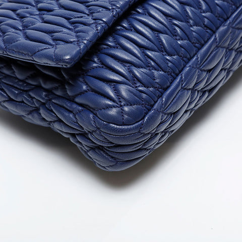 Miu Miu Matelasse Crystal Leather Shoulder Bag blue WS21030