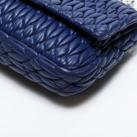 Miu Miu Matelasse Crystal Leather Shoulder Bag blue WS21030