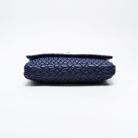 Miu Miu Matelasse Crystal Leather Shoulder Bag blue WS21030
