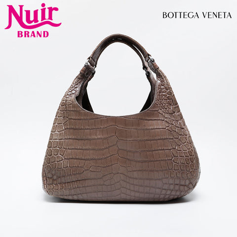 ボッテガヴェネタ BOTTEGAVENETA カンパーナ クロコ レザー ショルダーバッグ ブラウン WS21031