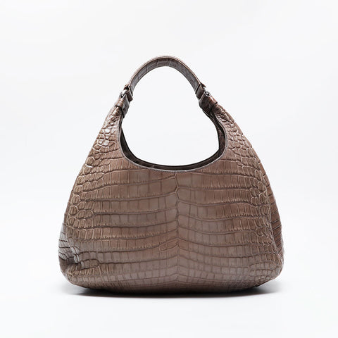 ボッテガヴェネタ BOTTEGAVENETA カンパーナ クロコ レザー ショルダーバッグ ブラウン WS21031