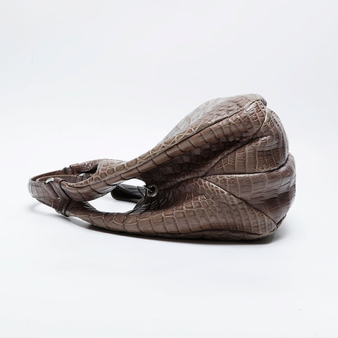 ボッテガヴェネタ BOTTEGAVENETA カンパーナ クロコ レザー ショルダーバッグ ブラウン WS21031