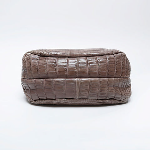 ボッテガヴェネタ BOTTEGAVENETA カンパーナ クロコ レザー ショルダーバッグ ブラウン WS21031