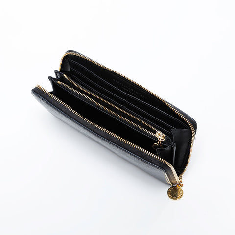 Stella McCartney round zip leather bag Purse black WS21037