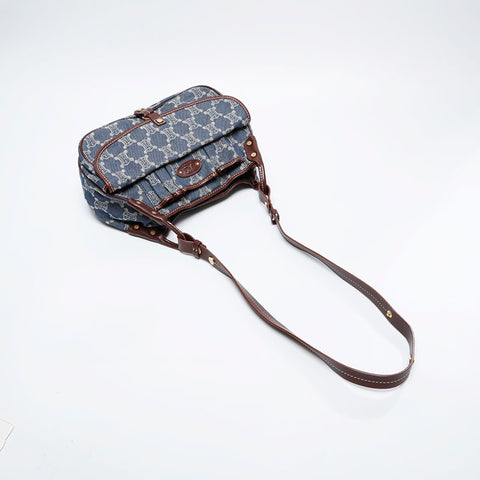 CELINE Denim Macadam Shoulder Bag Navy WS21040