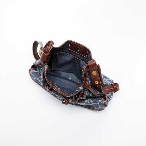 CELINE Denim Macadam Shoulder Bag Navy WS21040