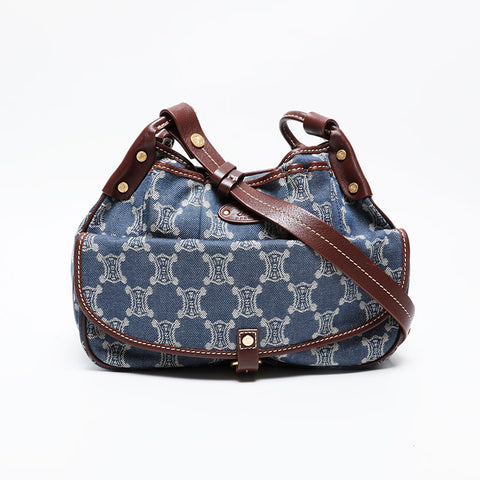 CELINE Denim Macadam Shoulder Bag Navy WS21040