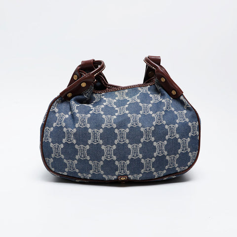 CELINE Denim Macadam Shoulder Bag Navy WS21040
