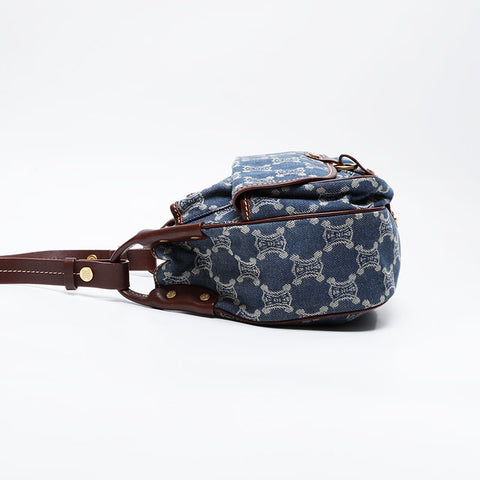 CELINE Denim Macadam Shoulder Bag Navy WS21040