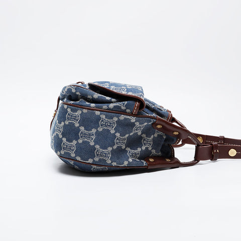 CELINE Denim Macadam Shoulder Bag Navy WS21040