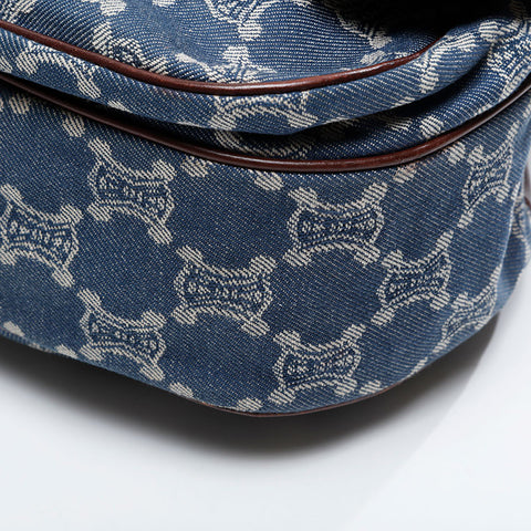 CELINE Denim Macadam Shoulder Bag Navy WS21040