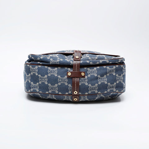 CELINE Denim Macadam Shoulder Bag Navy WS21040