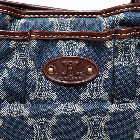 CELINE Denim Macadam Shoulder Bag Navy WS21040