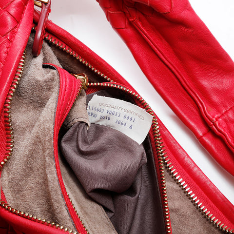 BOTTEGAVENETA Hobo INTRECCIATO Shoulder Bag Red WS21041