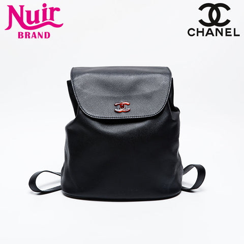 CHANEL 5th series 1997-1999 Caviar Turnlock Backpack Â· Daypack black WS21045