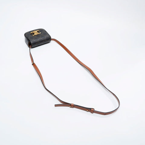 CELINE Macadam Mini Claude Triomphe Shoulder Bag Brown WS21046