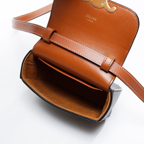 CELINE Macadam Mini Claude Triomphe Shoulder Bag Brown WS21046