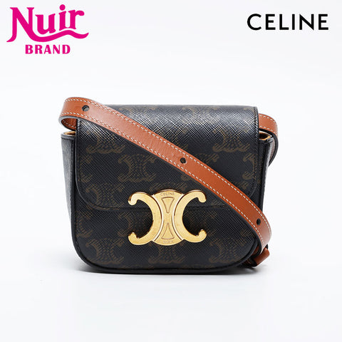 CELINE Macadam Mini Claude Triomphe Shoulder Bag Brown WS21046