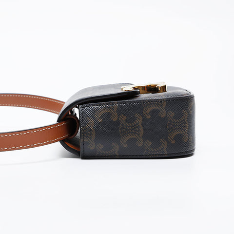 CELINE Macadam Mini Claude Triomphe Shoulder Bag Brown WS21046