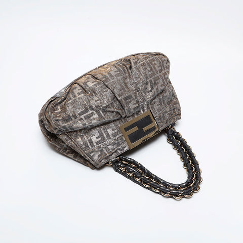 フェンディ FENDI ラム ズッカ ミラ マンマ ショルダーバッグ ゴールド WS21047