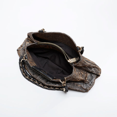 フェンディ FENDI ラム ズッカ ミラ マンマ ショルダーバッグ ゴールド WS21047