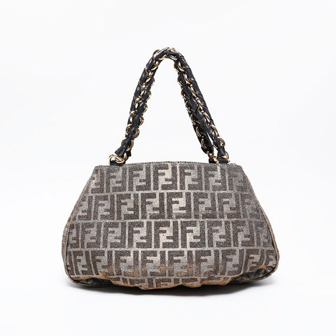 フェンディ FENDI ラム ズッカ ミラ マンマ ショルダーバッグ ゴールド WS21047