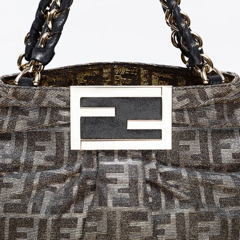 フェンディ FENDI ラム ズッカ ミラ マンマ ショルダーバッグ ゴールド WS21047