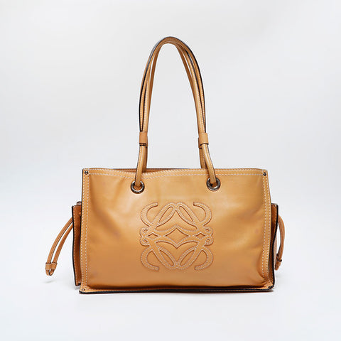LOEWE logo leather Tote Bag Brown WS21048