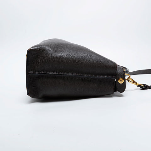 FENDI Essential Peekaboo Leather 2-Way Large Shoulder Bag Brown WS21050