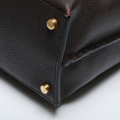 FENDI Essential Peekaboo Leather 2-Way Large Shoulder Bag Brown WS21050