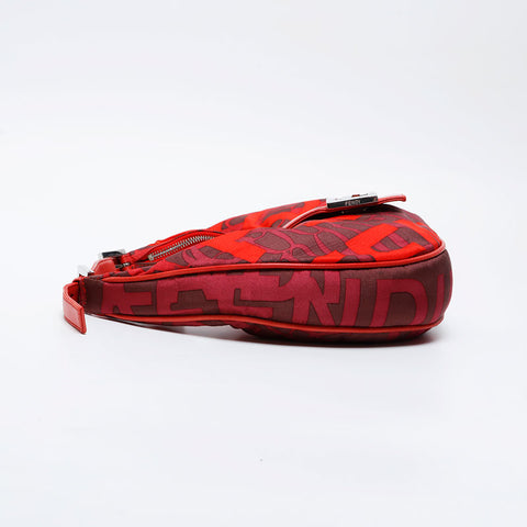 FENDI Nylon Mamma Hobo Shoulder Bag Red WS21057