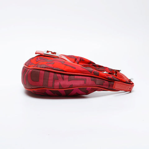 FENDI Nylon Mamma Hobo Shoulder Bag Red WS21057