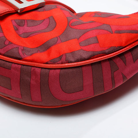 FENDI Nylon Mamma Hobo Shoulder Bag Red WS21057