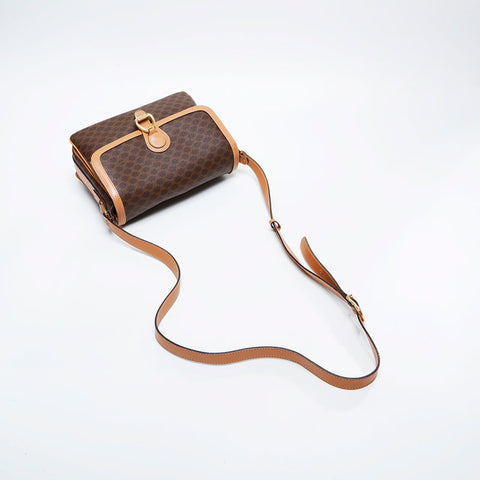 CELINE PVC Macadam Shoulder Bag Brown WS21059