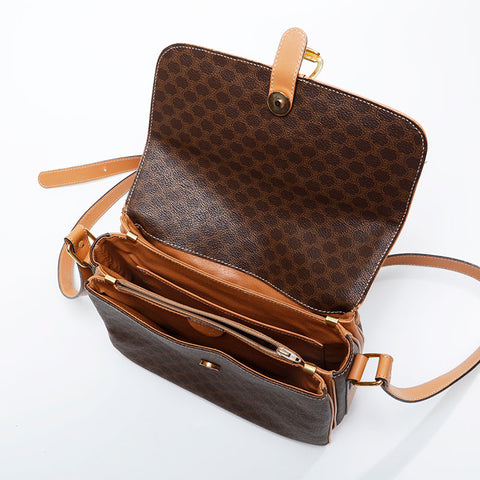 CELINE PVC Macadam Shoulder Bag Brown WS21059