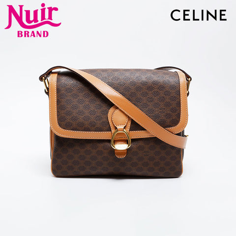 CELINE PVC Macadam Shoulder Bag Brown WS21059